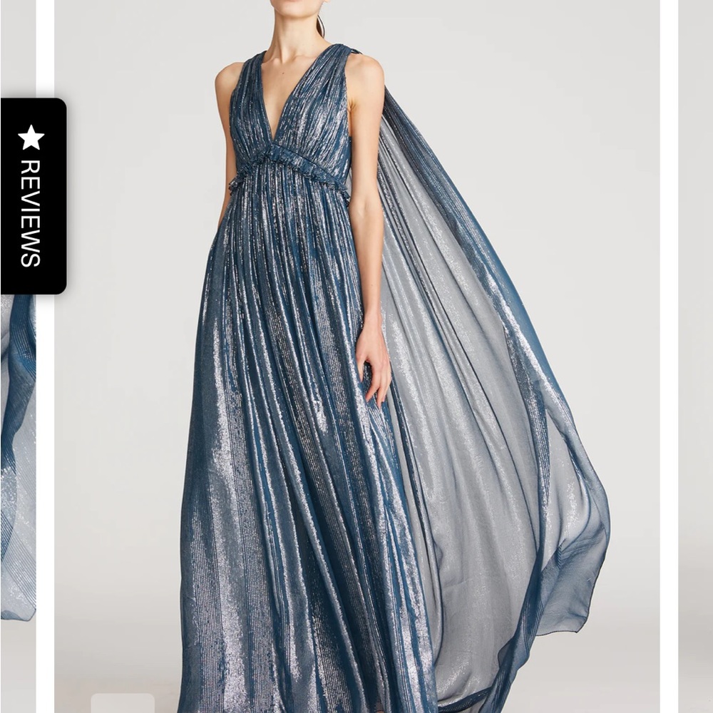 Halston Heritage Metallic Blue Maxi Dress